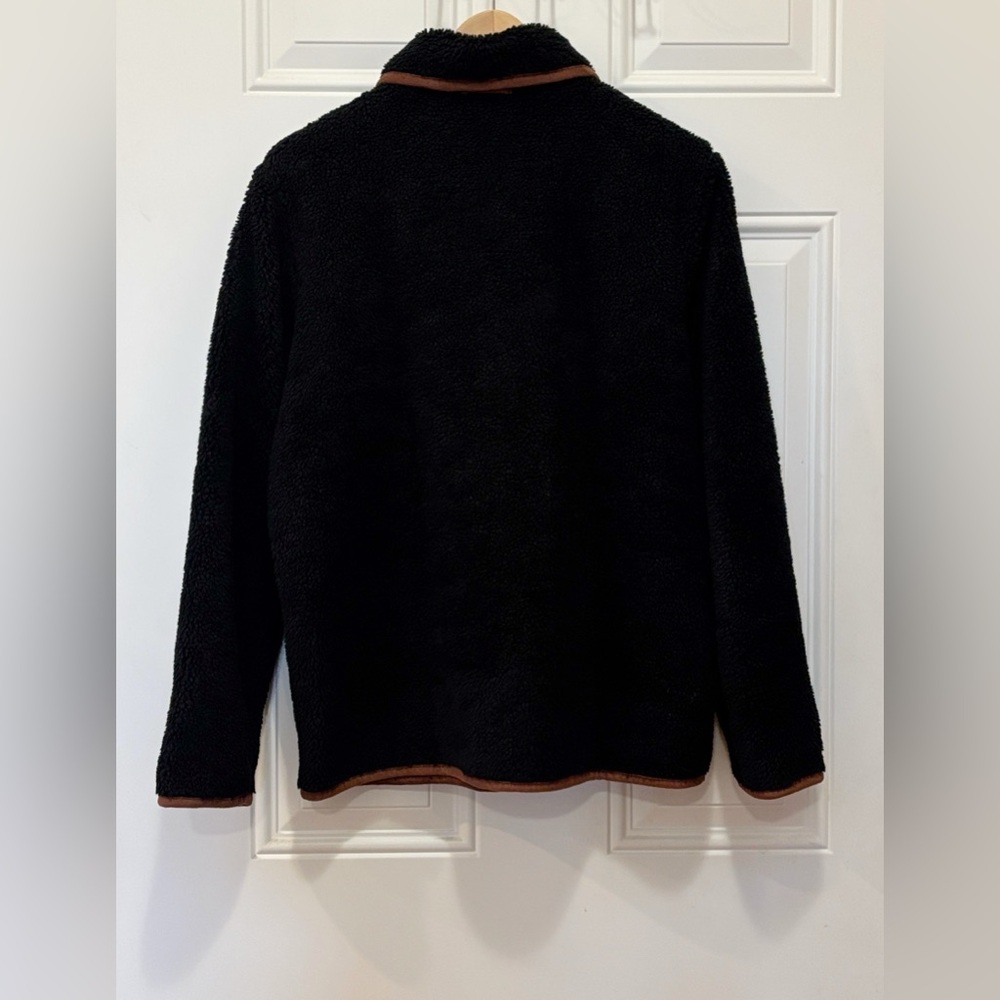 Orvis Toggle-Button Black Sherpa Fleece Jacket Size M - Picture 7 of 15